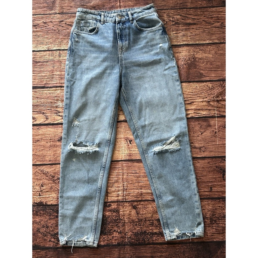 Zara Distressed Skinny Jeans Women's Size 4 Blue Ripped Denim‎ Pants